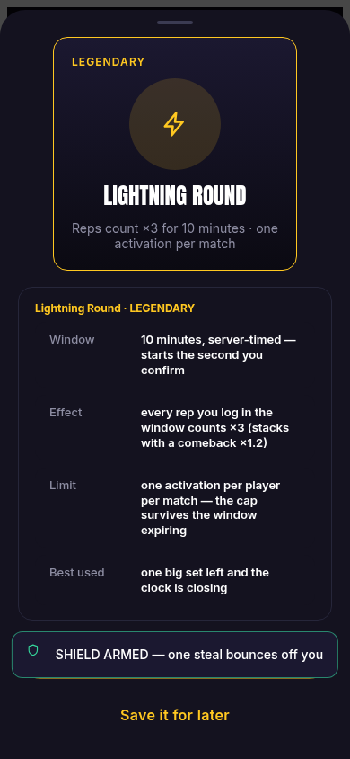 Power-up detail sheet