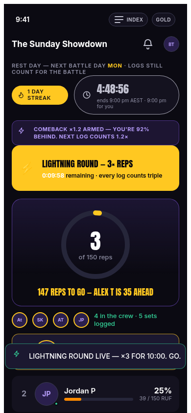 Lightning countdown on battle screen