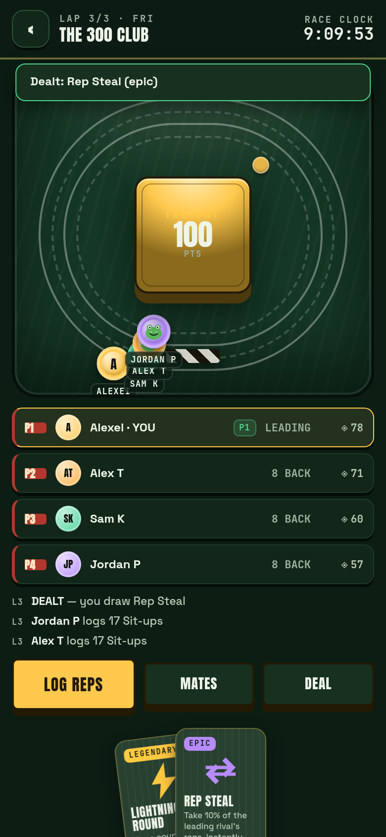 v2 dealt power-up cards on the table