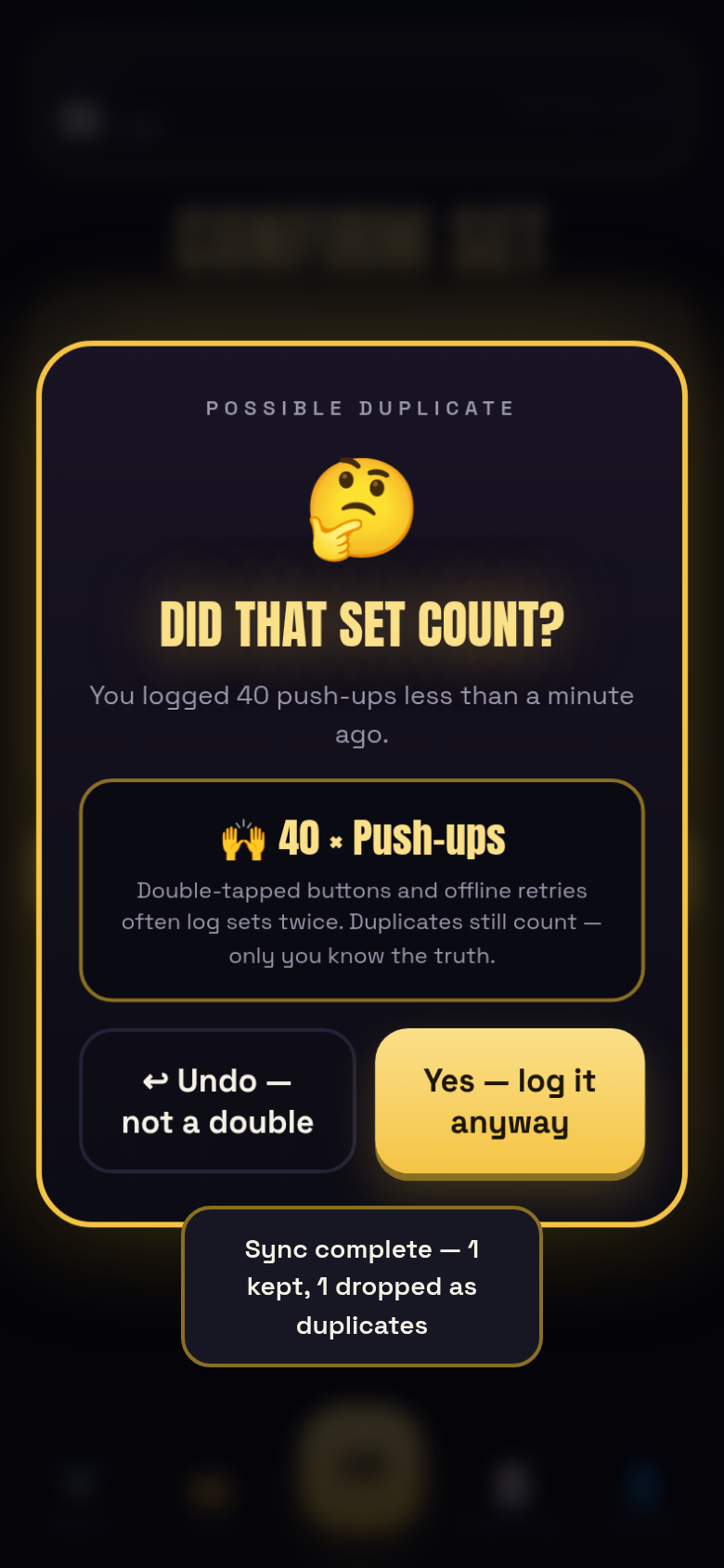 Duplicate log warning sheet