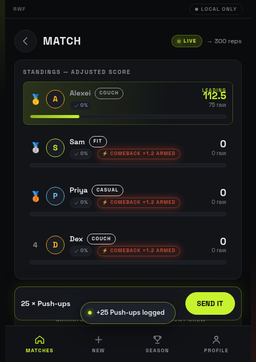 First-party app match screen